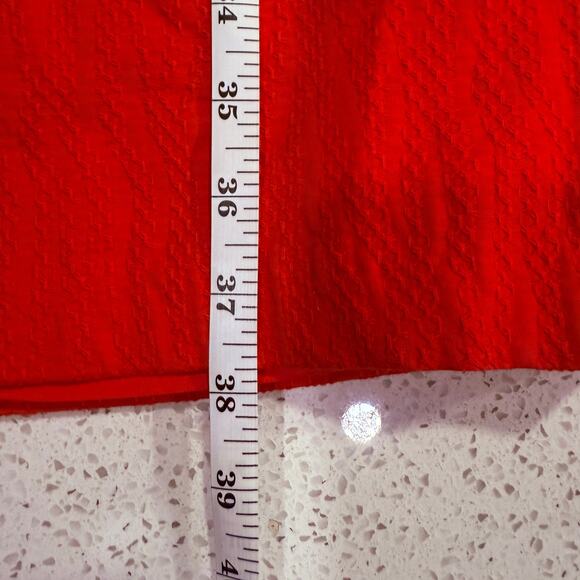 Adrianna Papell Strawberry Red Textured Sheath Midi Dress 12 Square Neck Wedding - Picture 8 of 8